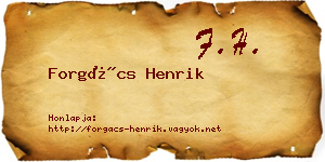 Forgács Henrik névjegykártya